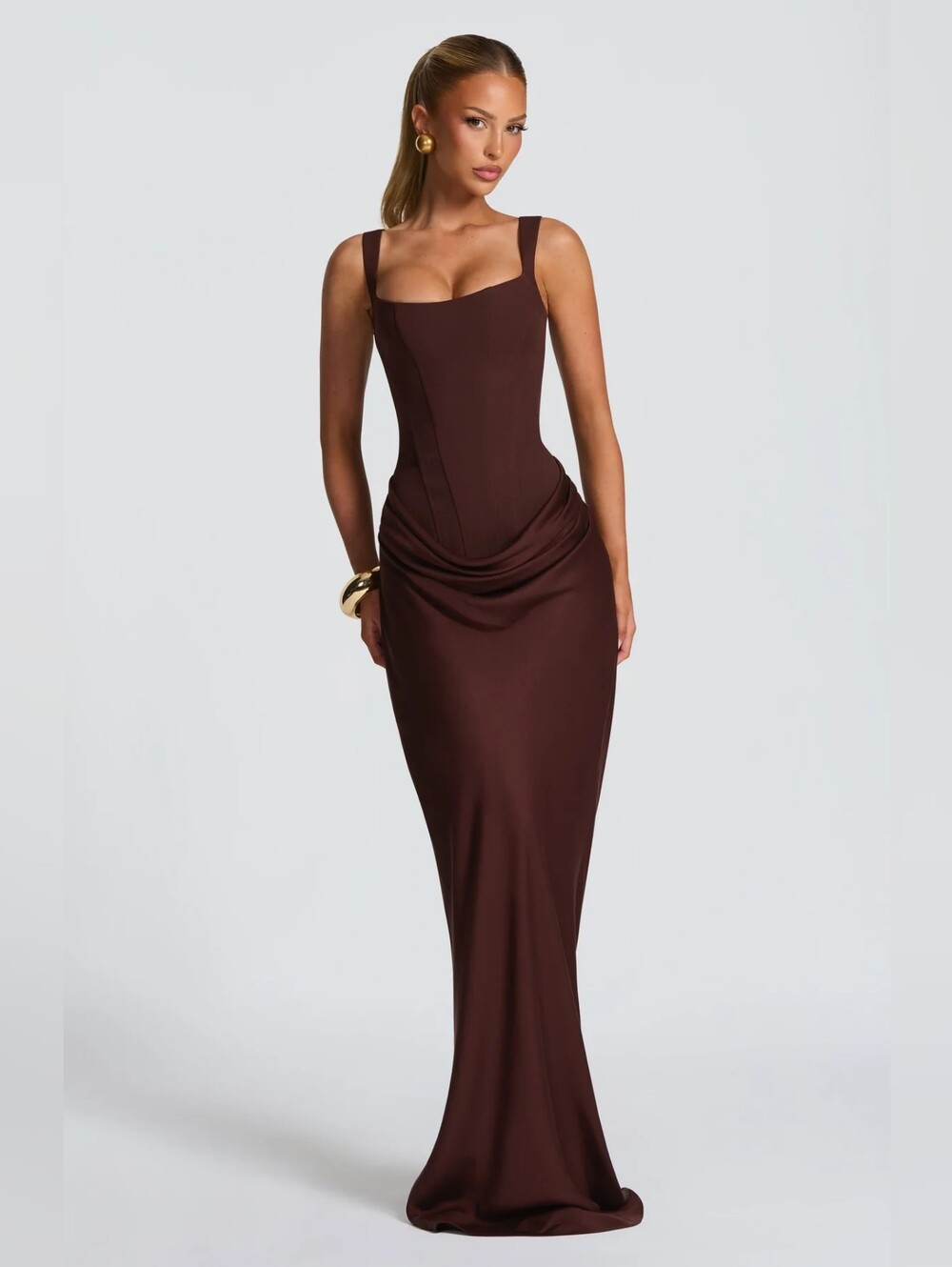 Vestido largo Cornelia BABYBOO - Marrón ciruela NWT $225 MEDIUM